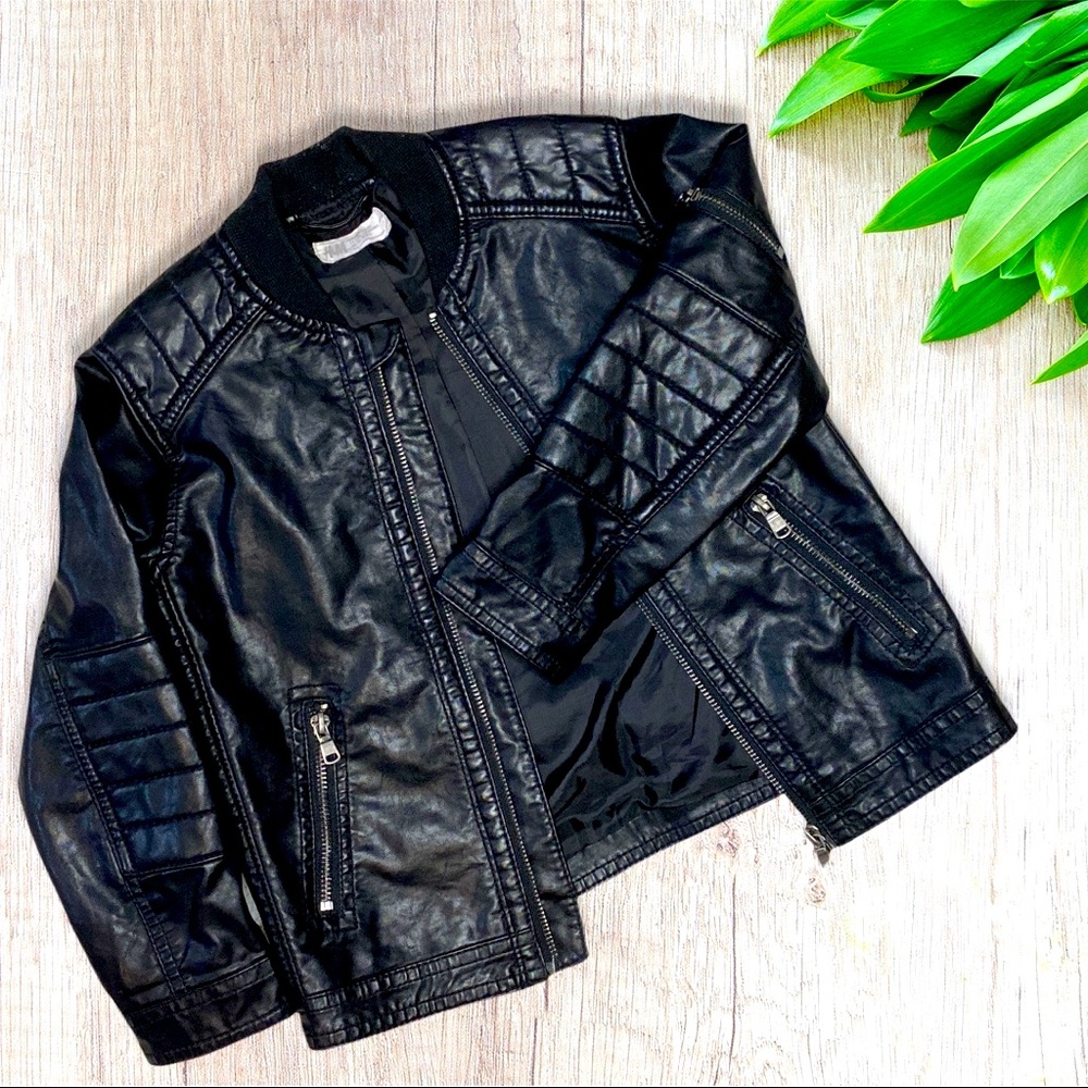 H&M Black “Leather” Kids Jacket, Size 5/6, Boy/Girl